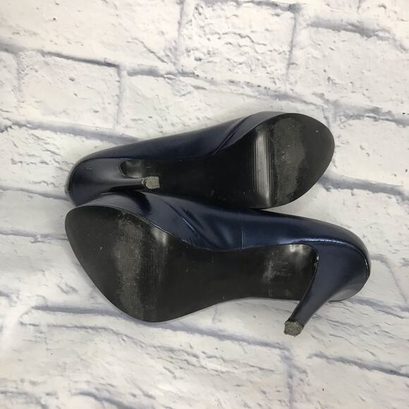 Guess Metallic Blue Peeptoe Pump - Picture 6 of 9